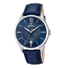 Solo Tempo FESTINA F20426/2 Blue Leather Date Men's Watch