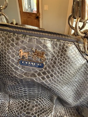 Coach Madison Python Embossed Leather Shoulder Bag 16346 Metallic