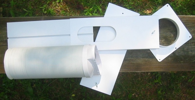 Portable AC window kit with 5.9 inch exhaust hose, 3 plates, coupler, flange