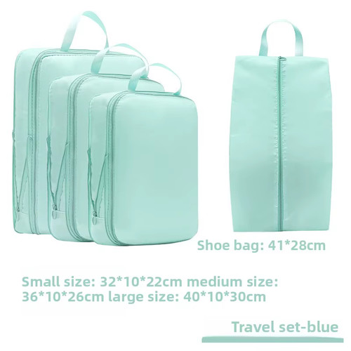 4Pcs/Set Travel Compression Packing Cubes Bag Portable Suitcase Clothes Organize