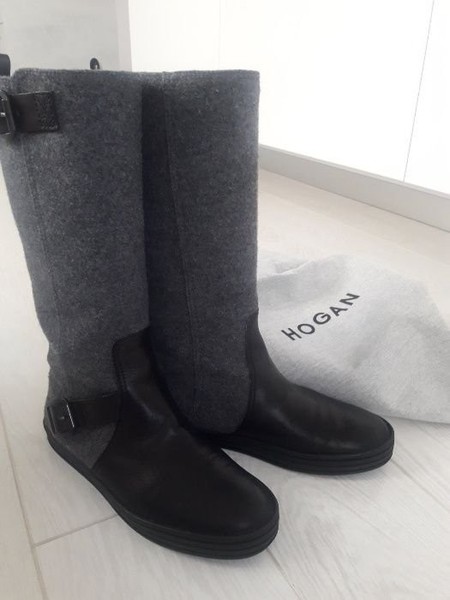 Women Hogan Rebel Boots Black Leather 36
