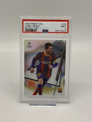 Lionel Messi 2020 Topps Finest UCL Refractor PSA 9 Barcelona #100