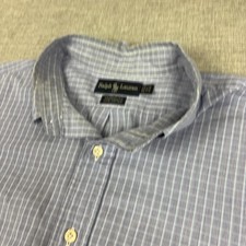 Ralph Lauren Shirt Mens XL Blue Check Long Sleeve Button Down Yarmouth Classic