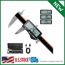 Digital Caliper, Rechargeable Calipers with Large LCD Screen, Stainless Steel...