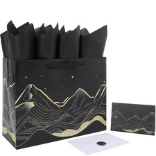 13'' Large Gift Bag Set with Handles, Greeting Card, Tissue Papers and Sticke...