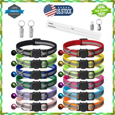 12 Pack Reflective Breakaway Cat Collars with Bells and ID Tags Adjustable