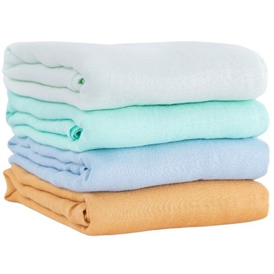Baby Muslin Swaddle Blanket Receiving Breathable Bamboo Cotton 4 Pc, 47x47