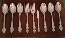 9 Pc Serving Set SSS by Oneida RENOIR- PEMBROOKE Stainless Spoon Fork  Knife