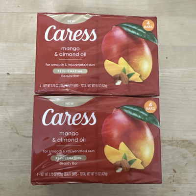 Caress Mango and Almond Oil Beauty Bar Soap 3.75 oz ea Lot of 8 New and Sealed