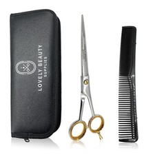 6.5 Inch Professional Barber Scissors Sliver Hair Cutting Shears Leather Case