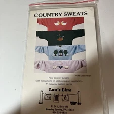 Vntg Sewing Pattern Sweatshirts Lou's Line Country Sweats Uncut 1986 Louann Ferr