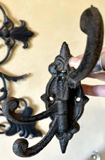 Cast Iron Vintage Antique Victorian Swing Arm Swivel Wall Hook Hall Tree 3 Hooks