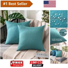 Pack of 2 Waterproof Turquoise Decorative Throw Pillow Covers - 18x18 Inch