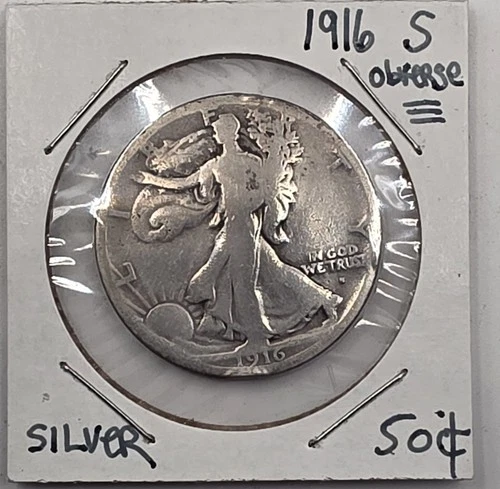 1916-S OBVERSE   *SILVER*  Walking Liberty Half Dollar GREAT WAY TO BUY SILVER