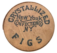 B-23 Antique Crystallized Figs Box Round Wood Shaker Style NY Confection Co NY