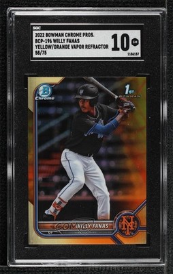 2022 Bowman Chrome Yellow & Orange Vapor Refractor 58/75 Willy Fanas SGC 10 10ow