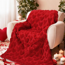 Valentine'S Day Fuzzy Blanket Plush Faux Fur Throw Blanket 50 X 60 Inch Red Hear
