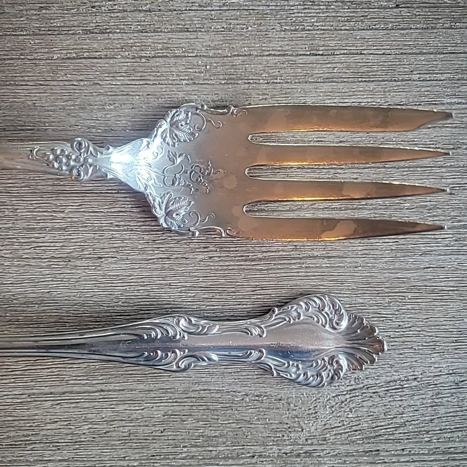 2 Antique ROGERS & HAMILTON ANTIQUE 1895! ALDINE SILVERPLATED SERVING FORKS - Image 2 of 4