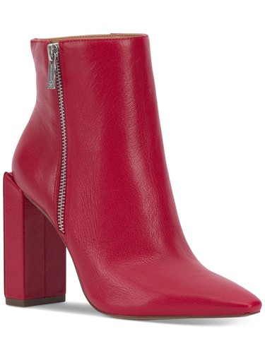 JESSICA SIMPSON Womens Red Timea Toe Block Heel Leather Boots Shoes 5.5 M