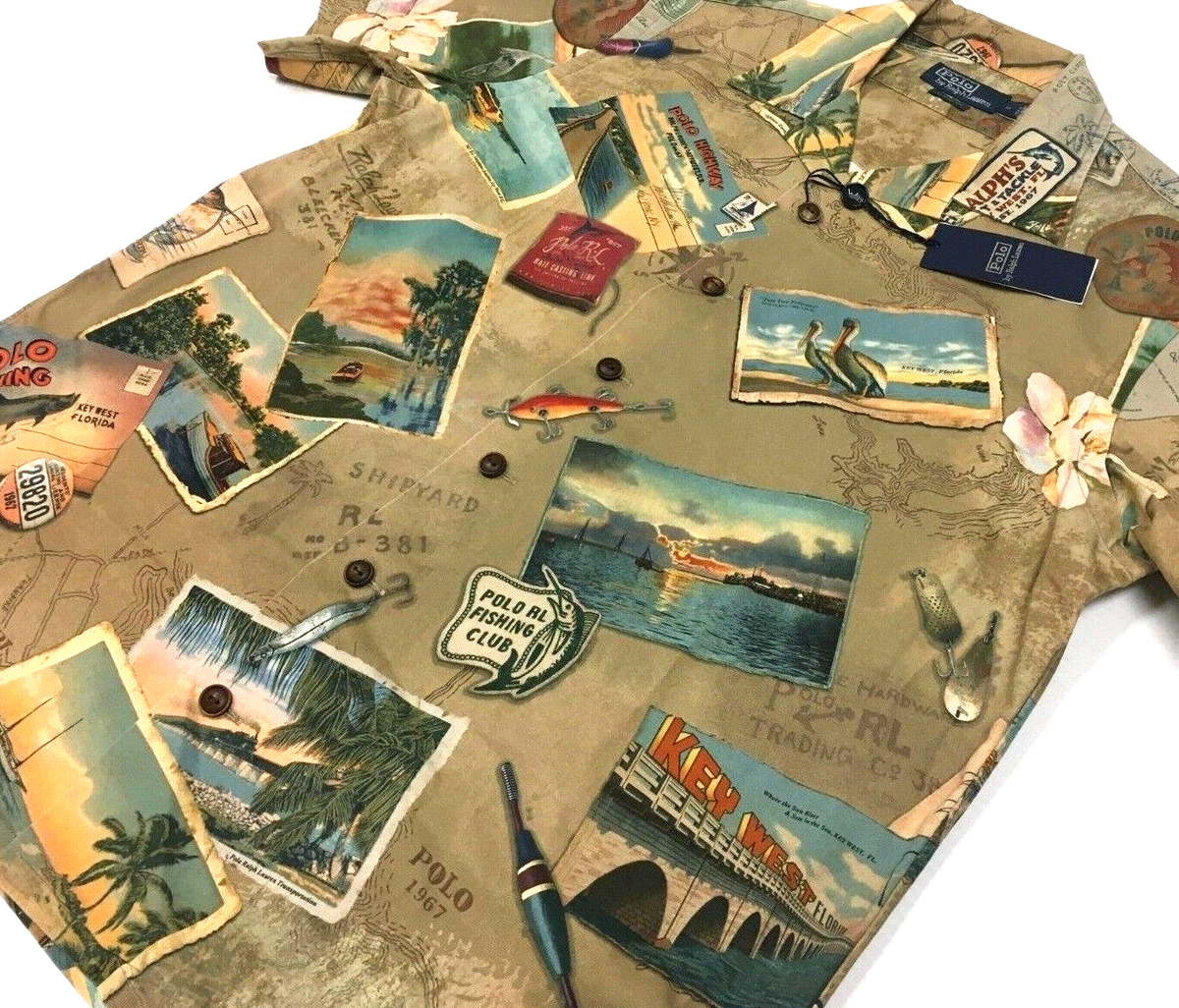 Polo Ralph Lauren Retro Postcard VTG Artwork Key West Hawaii