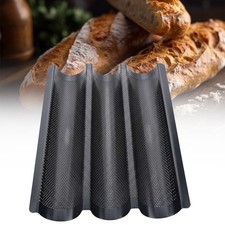 3 Wave Baguette Baking Tray Bread Mold French Loaf Tin Non-Stick Even Baking