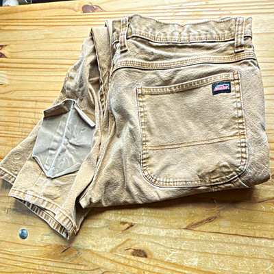 Dickies Genuine Brown Canvas Workwear Pants 36W Straight Leg Stretch Pockets