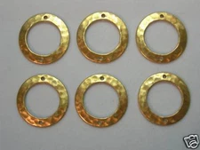 Hammered Raw Brass 2 hole Drops Earring Findings Discs - 6