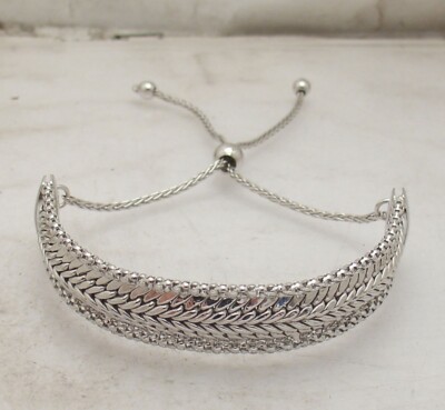 Verstellbares Popcorn Double Cuban Curb Bolo Armband Anlaufgeschützt Echt 925 Silber