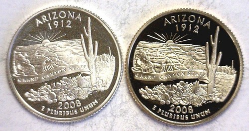 2008-S Arizona Statehood Quarter Silver & Clad Proofs 2 Coin Set - Picture 2 of 3