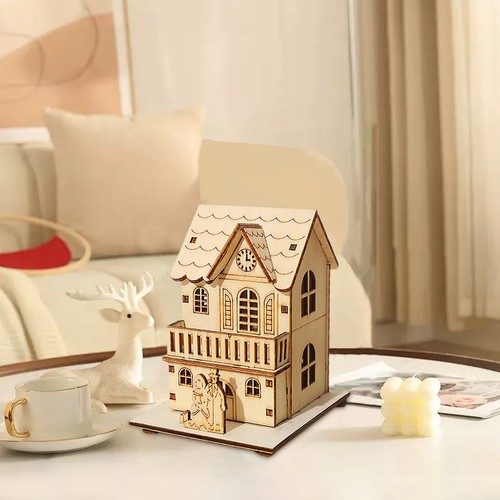 LED Wooden Christmas Ornaments Christmas LED Village House Crafts House fine