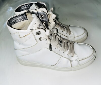 Zadig & Voltaire Womens White Flash Leather High-Top Sneaker  display picture 1