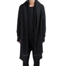 Men Gothic Long Sleeve Cardigan Hooded Cape Jacket Coat Casual Hoodie Cardigan