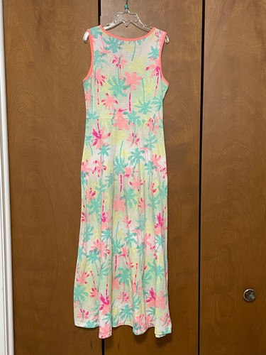 SO Strappy Maxi Long Pastel Tropical Floral Palm Tree Summer Print Dress Girl 16 - Picture 7 of 8