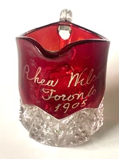 1905 RHEU WILSON Toronto Small EAP RUBY RED Stained Flash GLASS CREAM PITCHER VG