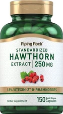 Hawthorn Berry Extract 250mg | 150 Capsules  | Non-GMO | by Piping Rock 