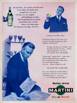 Advertisement For Martini Vermouth Featuring Thomas Percy Henry 1950s era Photo
