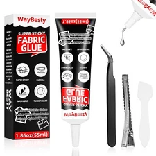 1Pcs 55ML Fabric Glue Permanent, Fabric Adhesive Clear Washable Strong Waterproo