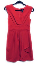 Forever 21 Dress Womens Small Red V Neck Shift Dress Ruffle Holiday