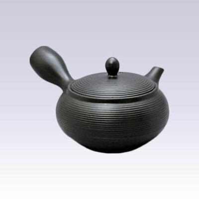 Tokoname Kyusu teapot - AKIRA - Line Step Black - 360cc/ml - Stainless steel net