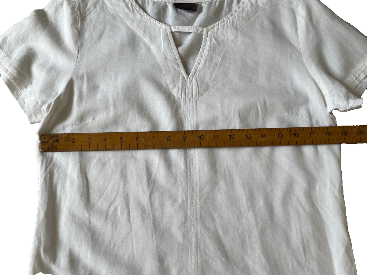 EARTHADDICT White Cotton Linen Short Sleeve Knee Length Shift Dress Size  8/10 | eBay UK