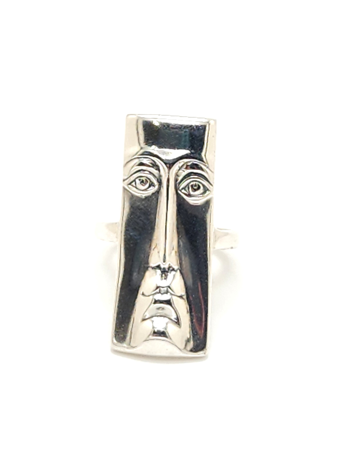 Sterling Silver Rectangular Modernist Face Ring, … - image 2