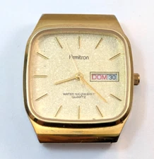 Vintage ARMITRON WR Bilingual Day Date Calendar 30mm Quartz Watch Movement TICKS