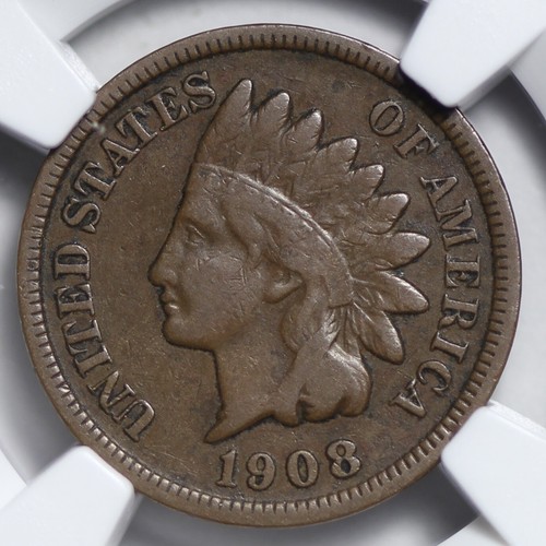 1908-S Indian Head Cent Penny NGC VF20 Semi-Key Date YCCZ - Picture 2 of 3