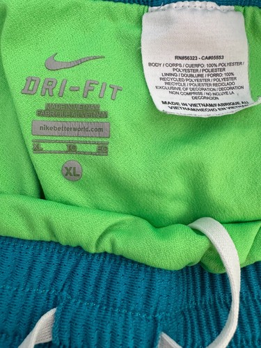 Nike Dri Fit Girls Green Shorts Lined Running Athletic Size XL Waist - Picture 6 of 6