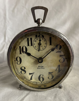Antique 1913 Westclox Sleep-Meter Alarm-Clock Ticks and Alarm
