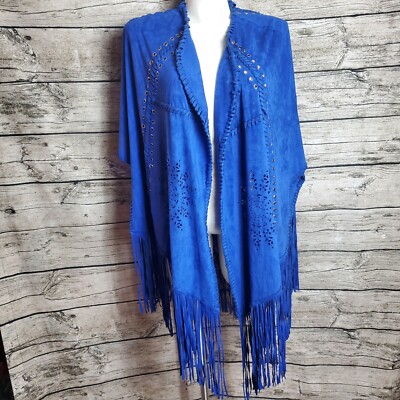 Tesoro Moda Blue Poncho Size XS