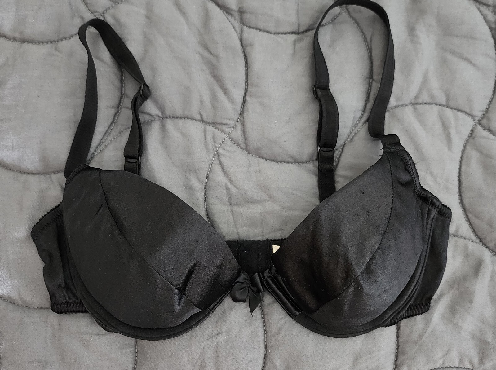 Victoria's Secret Metric 75 Black Satin Push Up Bra 3… - Gem