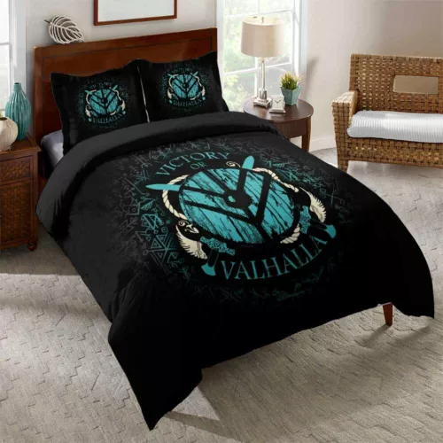 Norse Viking Rune Vegvisir Blood Eagle Duvet Quilt Cover Set Boy Bedding Single - Picture 5 of 28