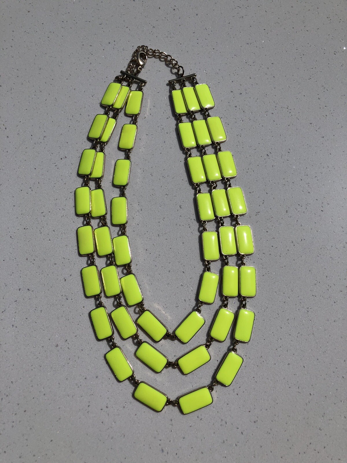 80’s Chartreuse Enamel Adjustable Multi Strand Ne… - image 3