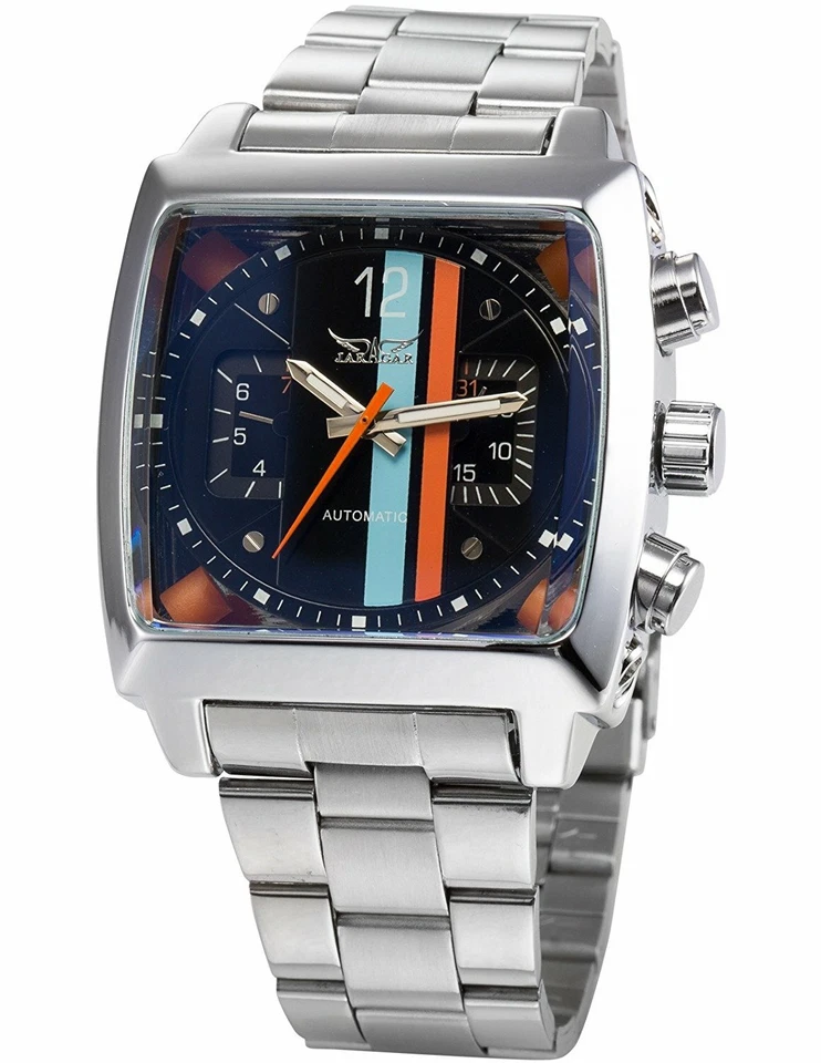 JARAGAR 不锈钢荧光日期 自动 机械绅士 手表 全新 — 第 3/4 张图片